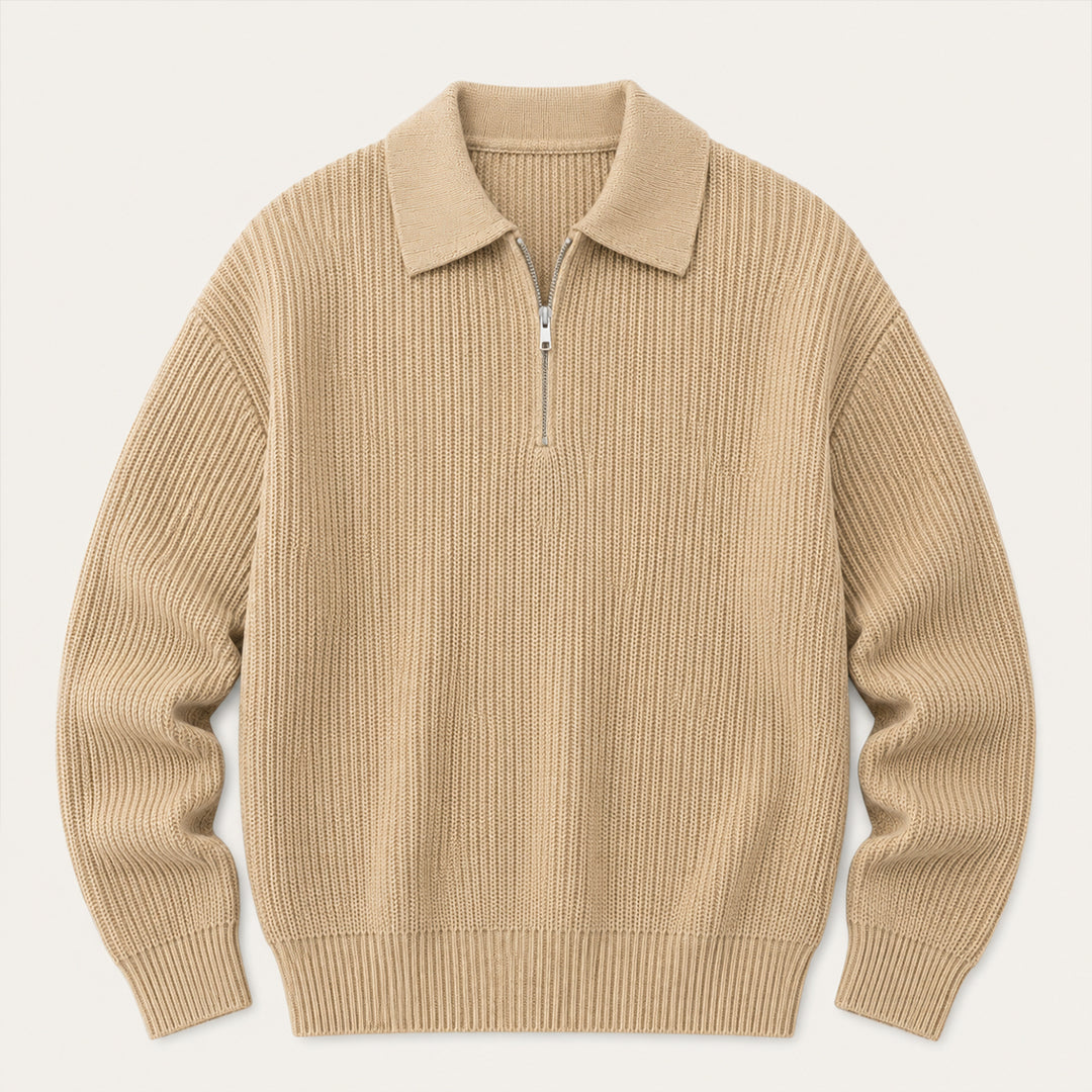 The Siena Men's Half Zip Knit Ribbed Sweater