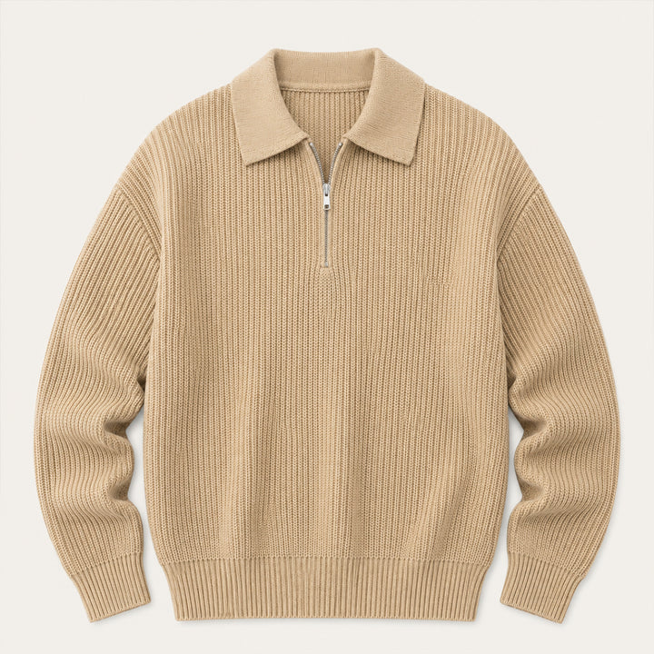 The Siena Men's Half Zip Knit Ribbed Sweater