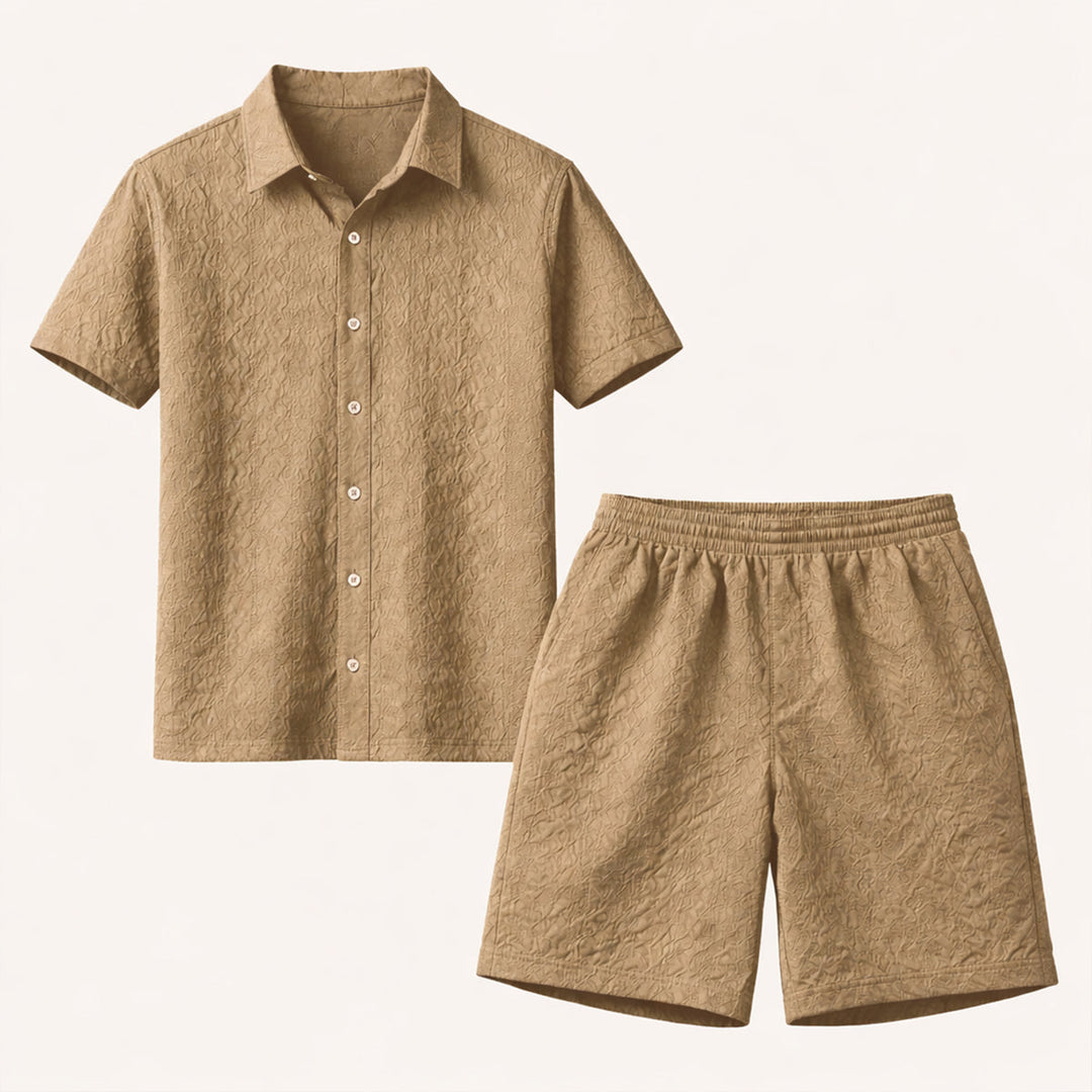 The Cedar Ridge Park Men’s Textured Trendy Summer Set – Shirt & Shorts Set