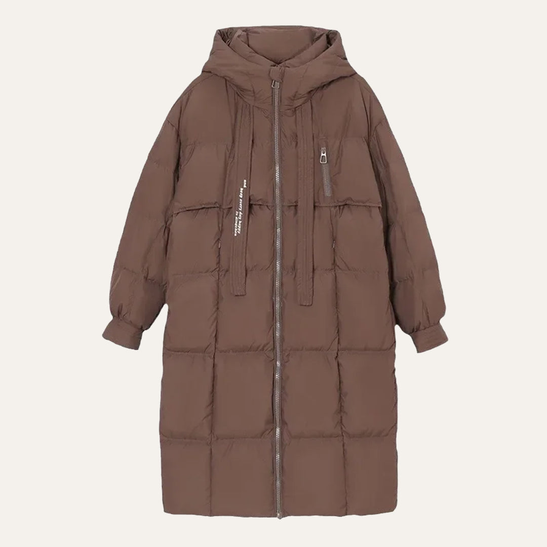 Women's Long Hooded Puffer Coat – Oversized Quilted Winter Jacket