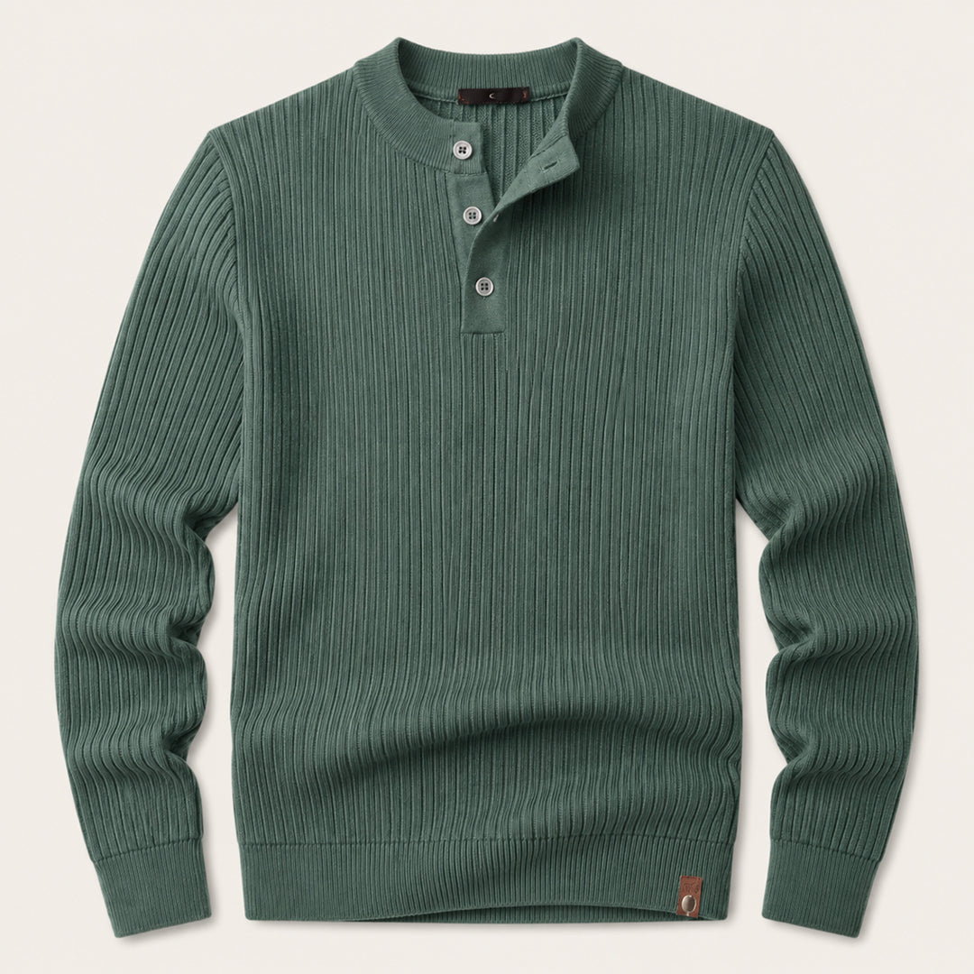 The Taormina Men's Ribbed Henley Knit Sweater