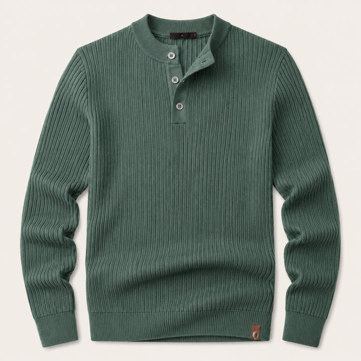 The Taormina Men's Ribbed Henley Knit Sweater