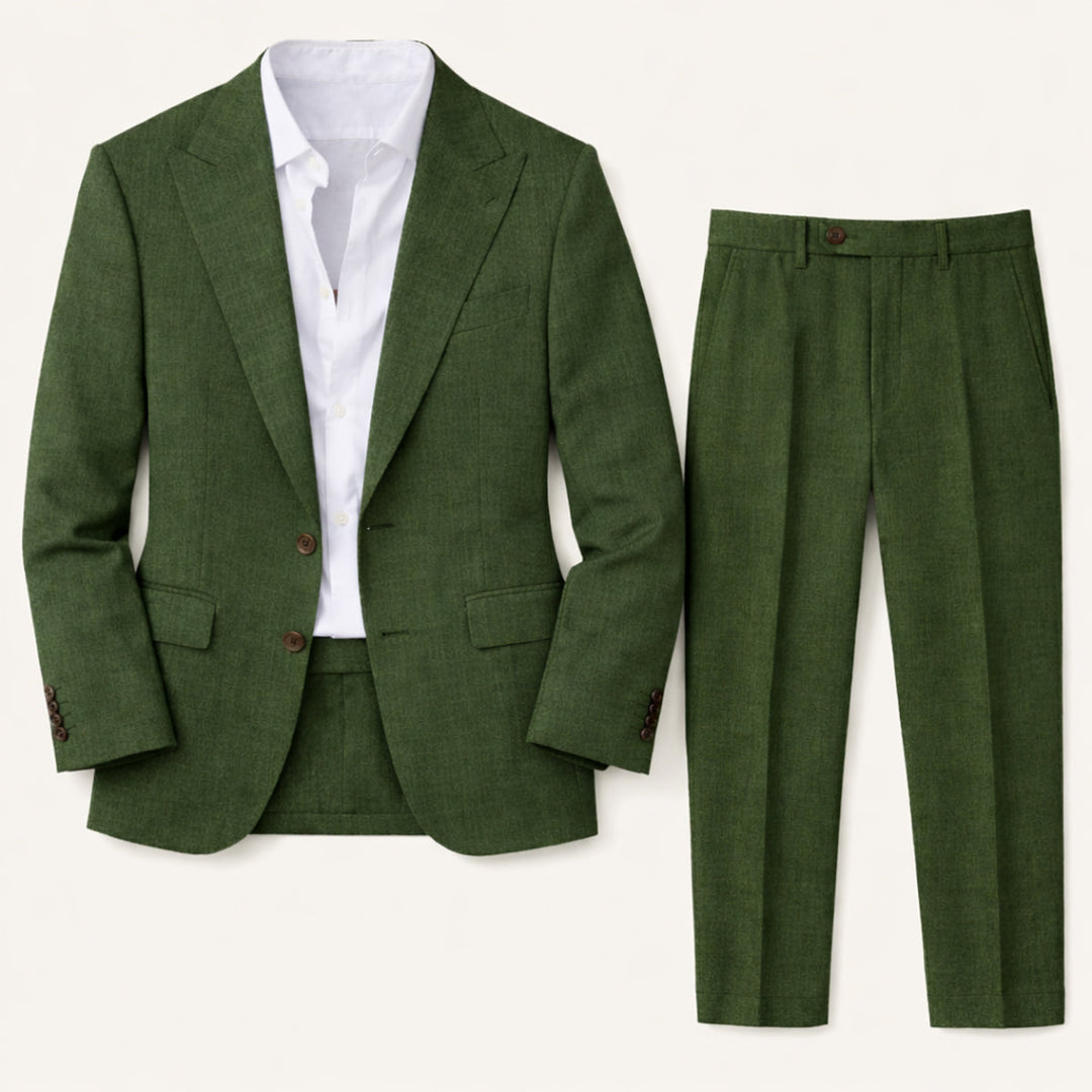The Willowhill  Men’s Timeless Linen Wedding Suit – 2 Piece Single Breasted Set
