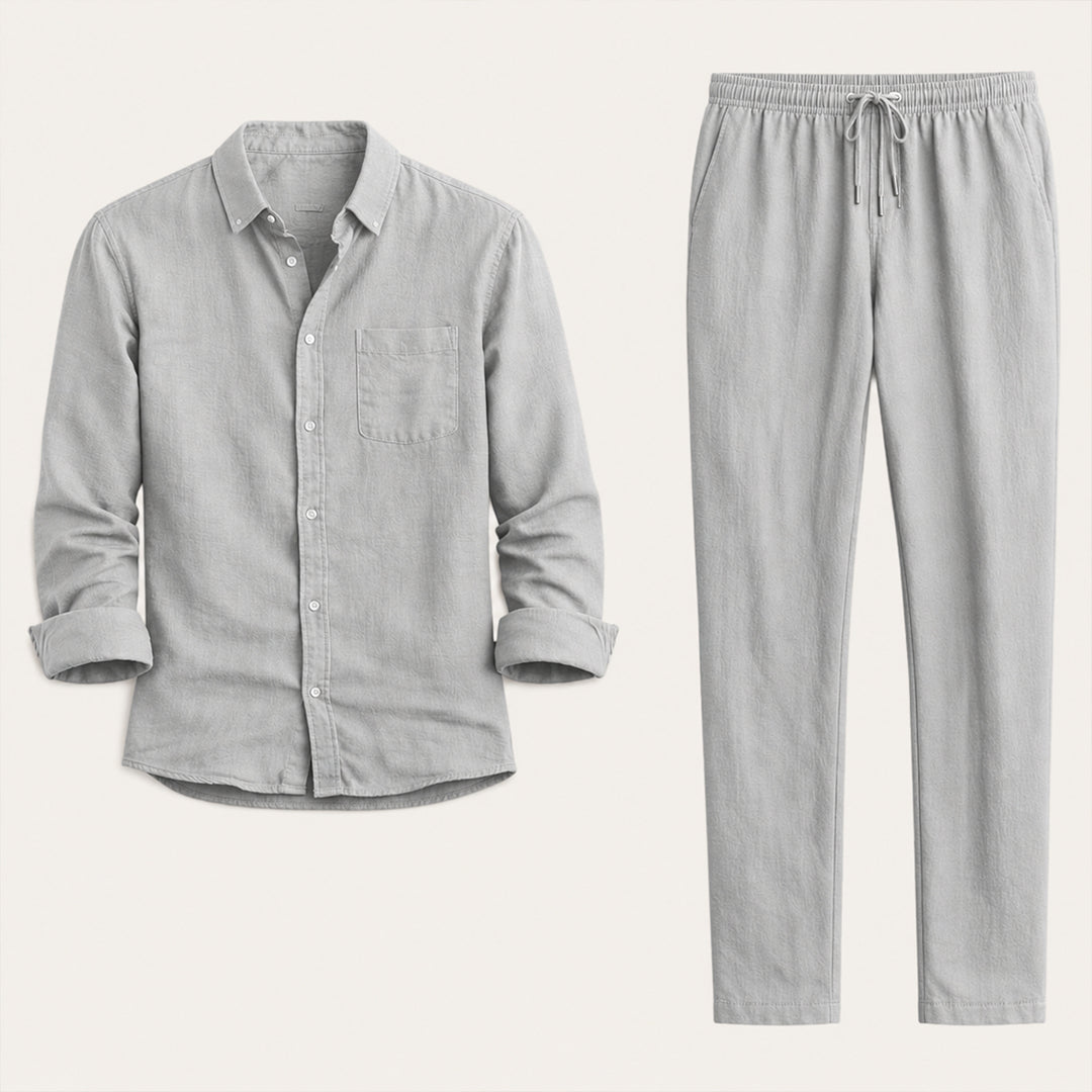The Monferrato Men’s Linen Shirt and Pants Set – Casual Two Piece Outfit