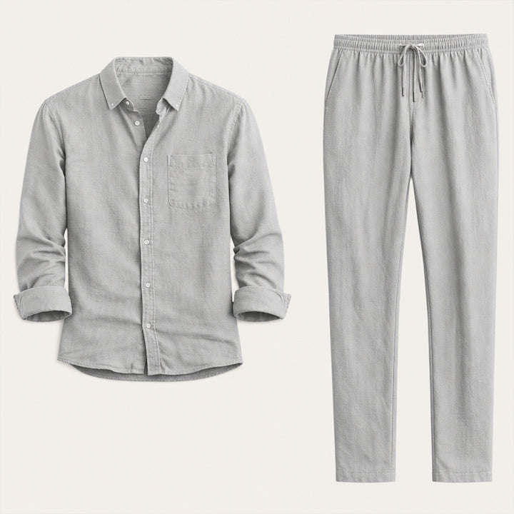 The Monferrato Men’s Linen Shirt and Pants Set – Casual Two Piece Outfit
