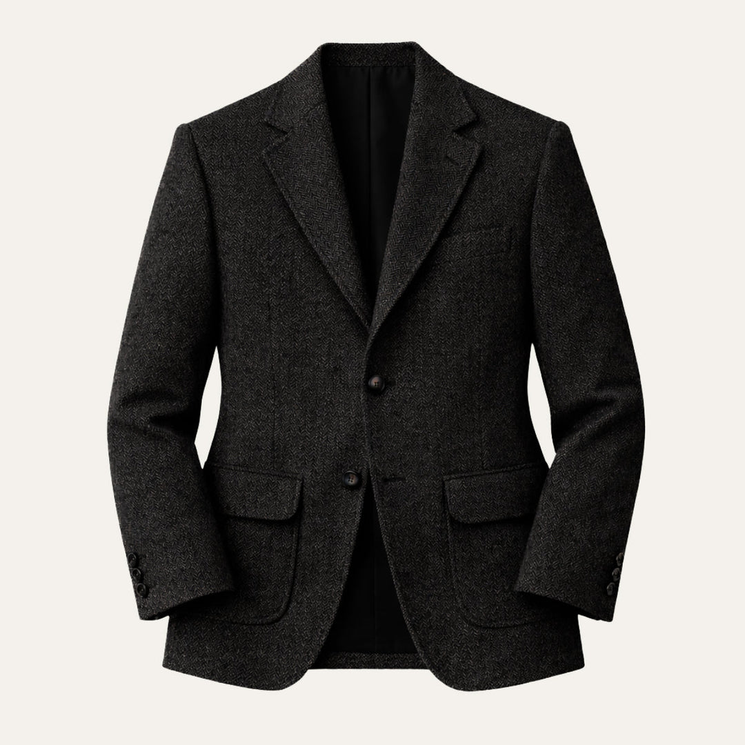 The Genoa Men’s Single Breasted Fishbone Tweed Blazer Jacket