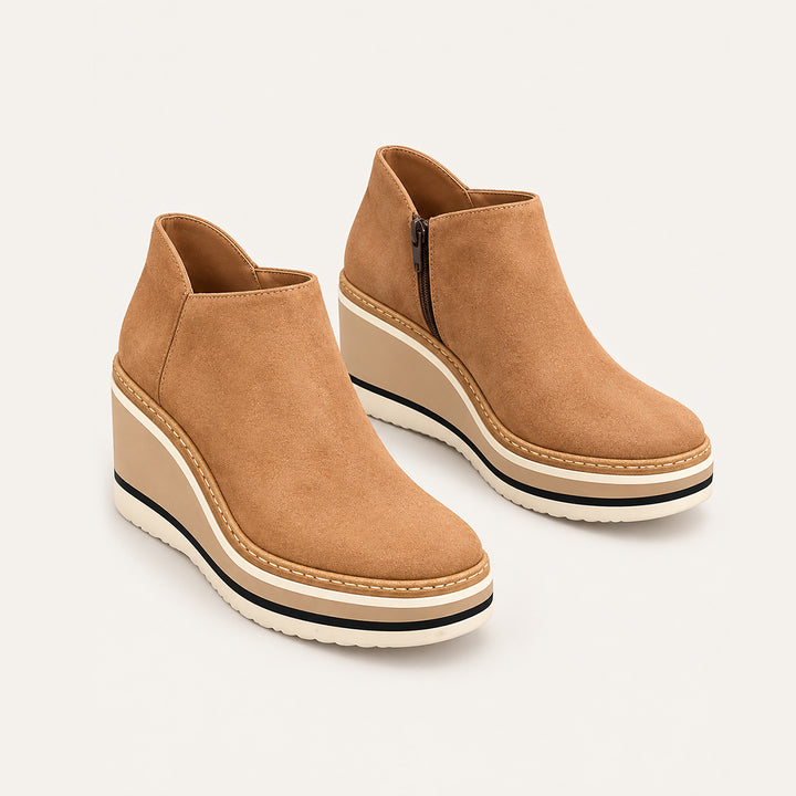 Women’s Platform Ankle Boots – Side Zip Wedge Booties