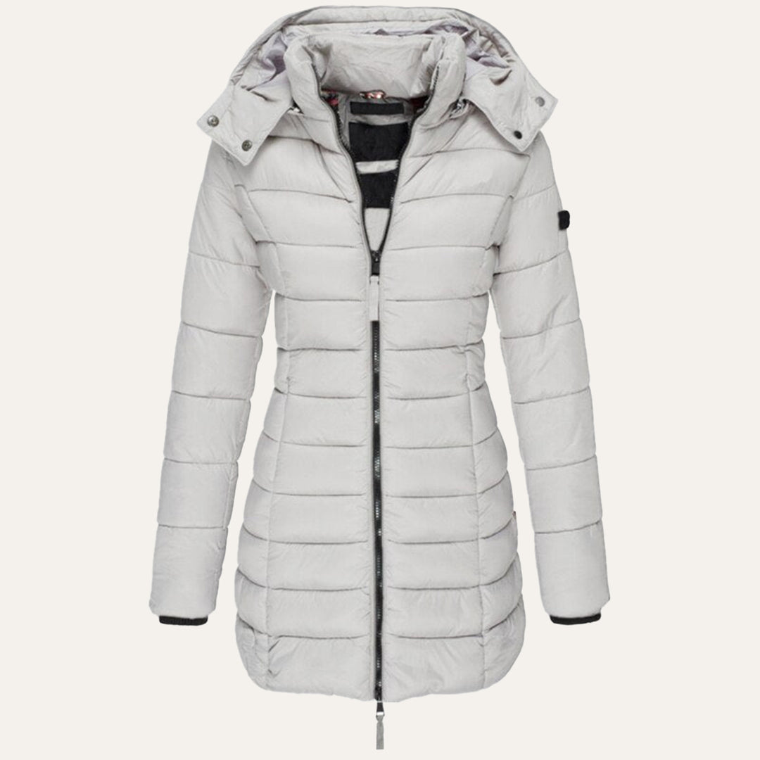 Women's Hooded Down Jacket for Autumn/Winter with Zipper