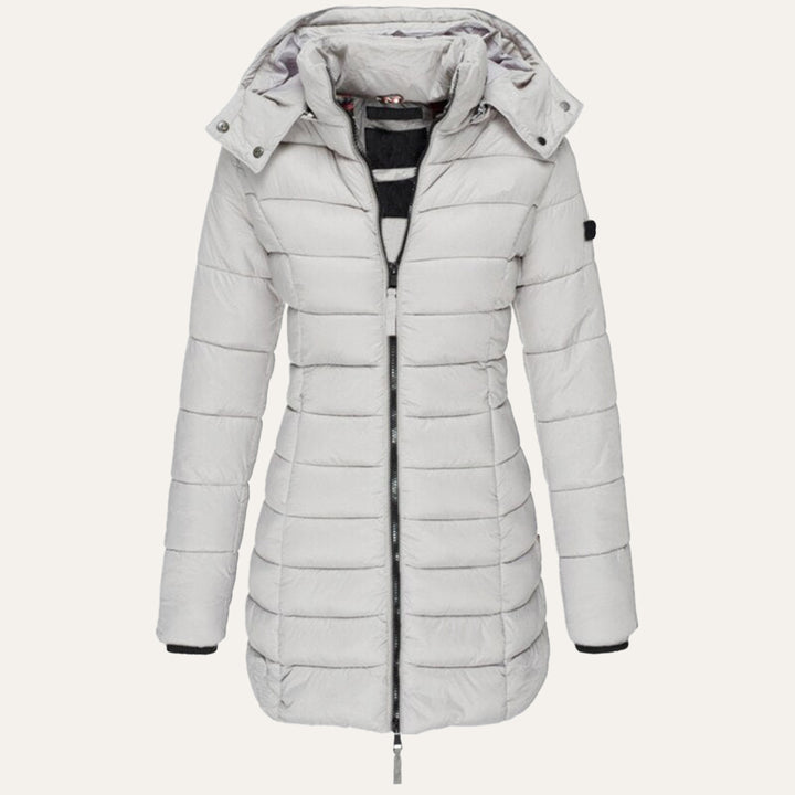 Women's Hooded Down Jacket for Autumn/Winter with Zipper