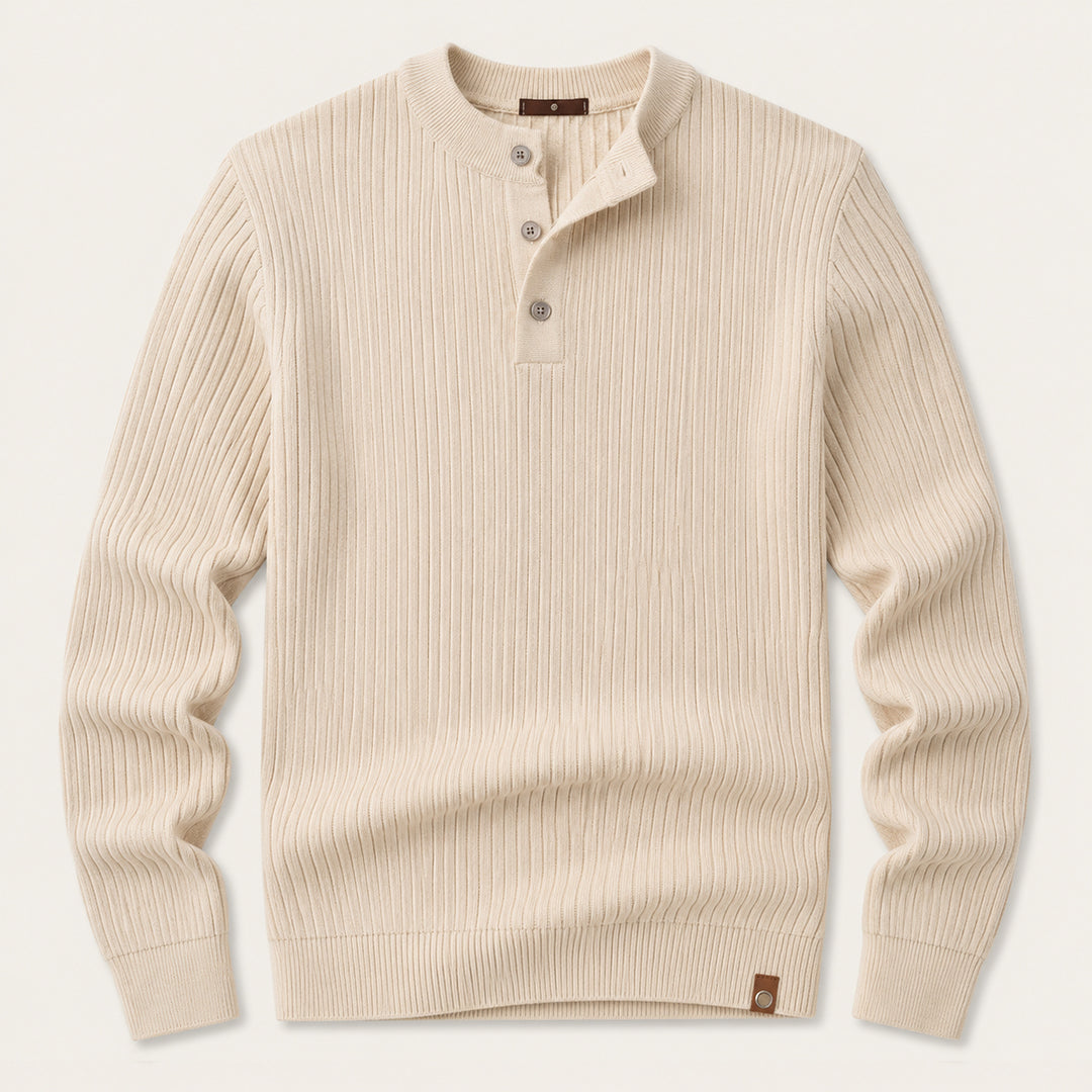 The Taormina Men's Ribbed Henley Knit Sweater