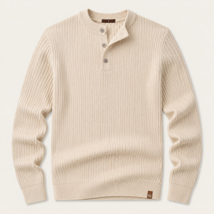 The Taormina Men's Ribbed Henley Knit Sweater