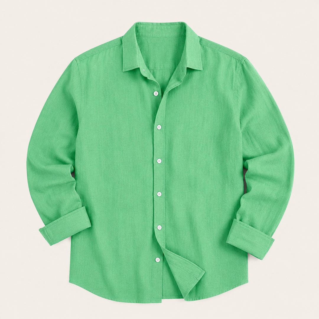 The Vail Men’s Cotton Linen Long Sleeve Button Down Shirt