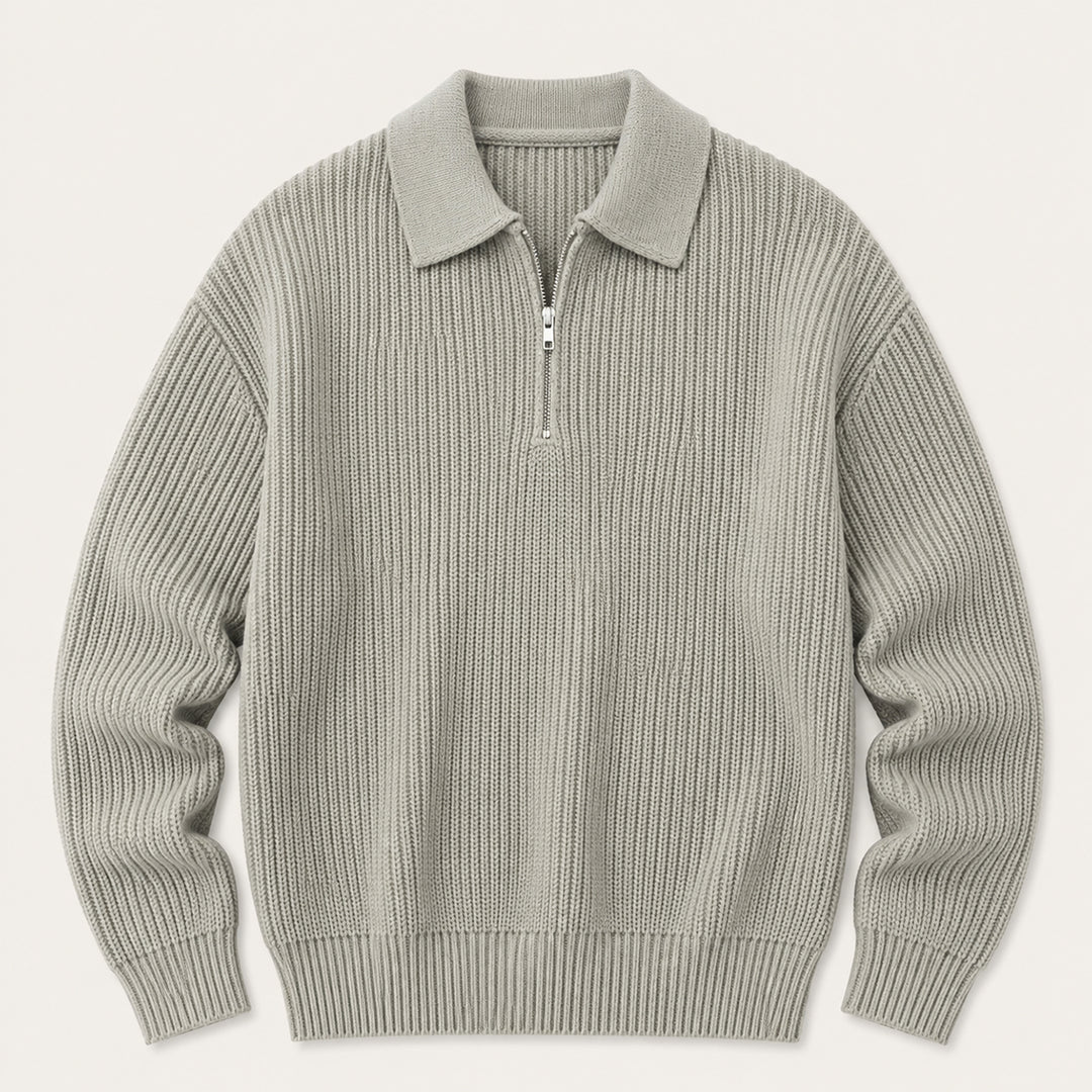 The Siena Men's Half Zip Knit Ribbed Sweater