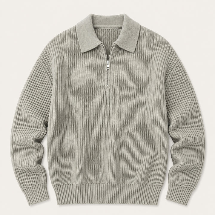 The Siena Men's Half Zip Knit Ribbed Sweater