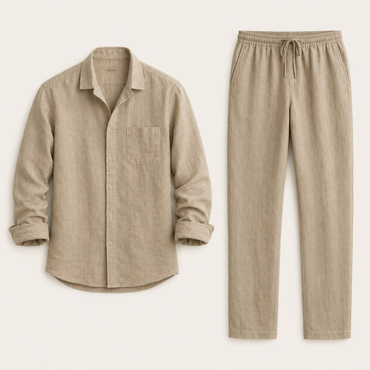The Monferrato Men’s Linen Shirt and Pants Set – Casual Two Piece Outfit