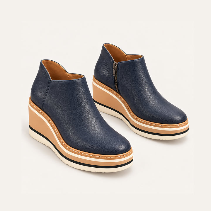 Women’s Platform Ankle Boots – Side Zip Wedge Booties