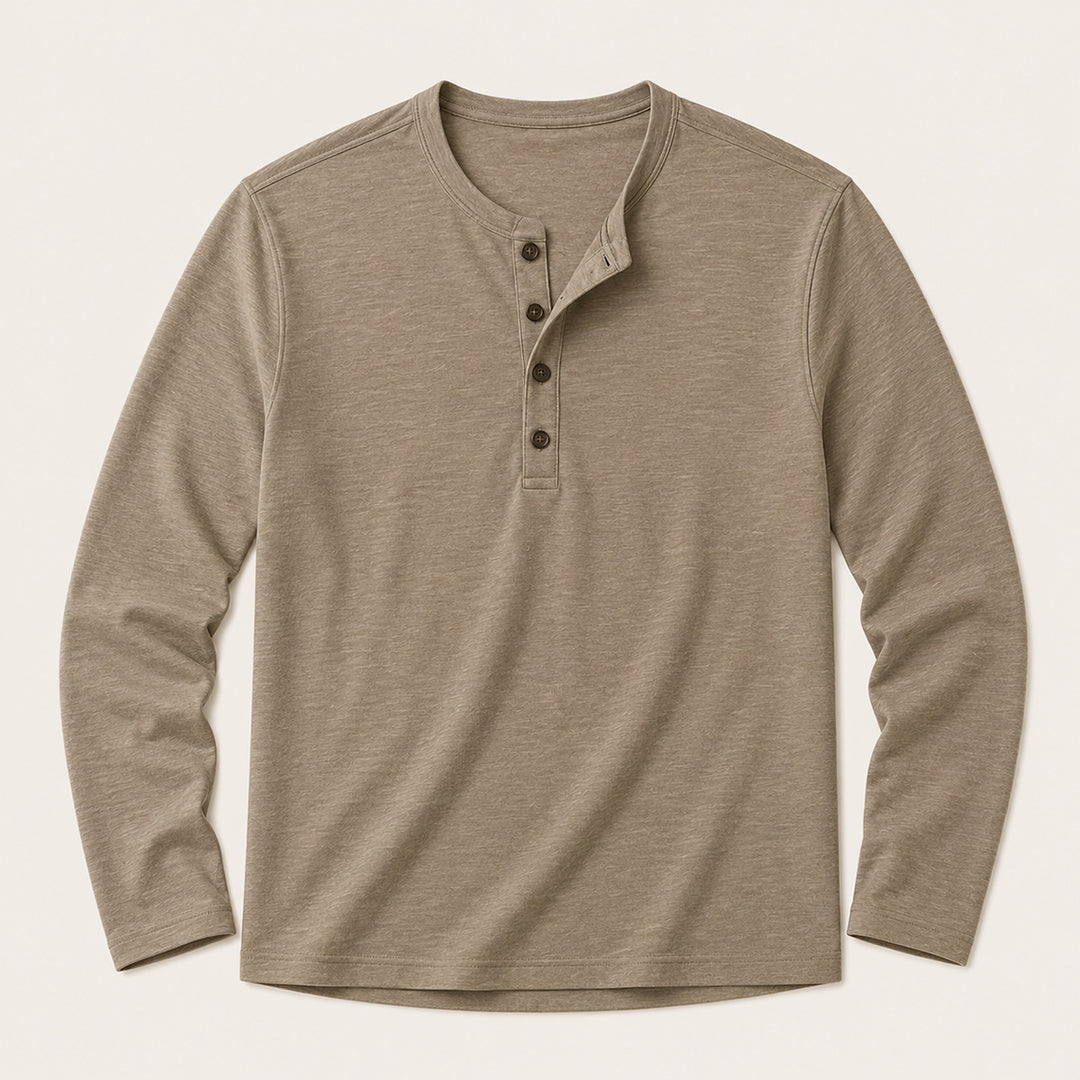 The Brisbane Men's Slim Fit Button Neck Cotton Shirt