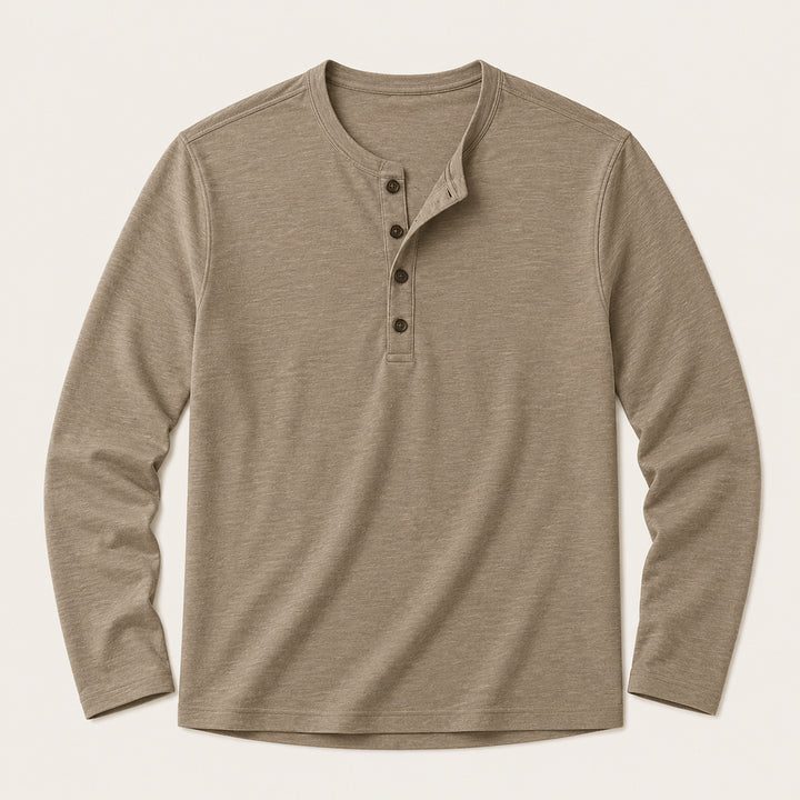 The Brisbane Men's Slim Fit Button Neck Cotton Shirt