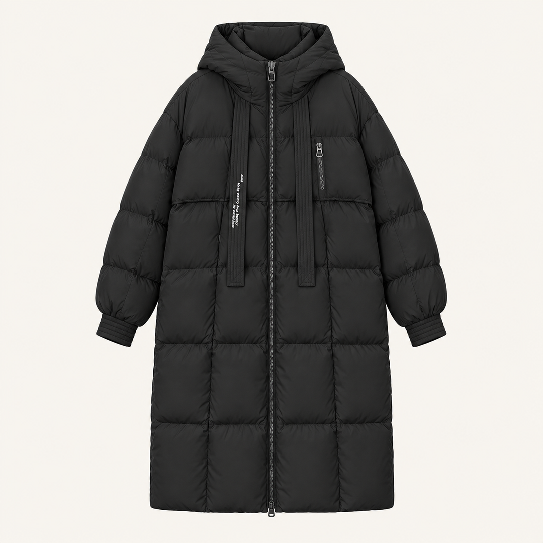 Women's Long Hooded Puffer Coat – Oversized Quilted Winter Jacket