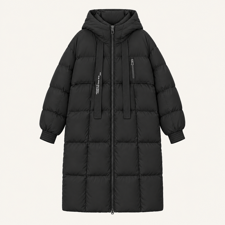 Women's Long Hooded Puffer Coat – Oversized Quilted Winter Jacket