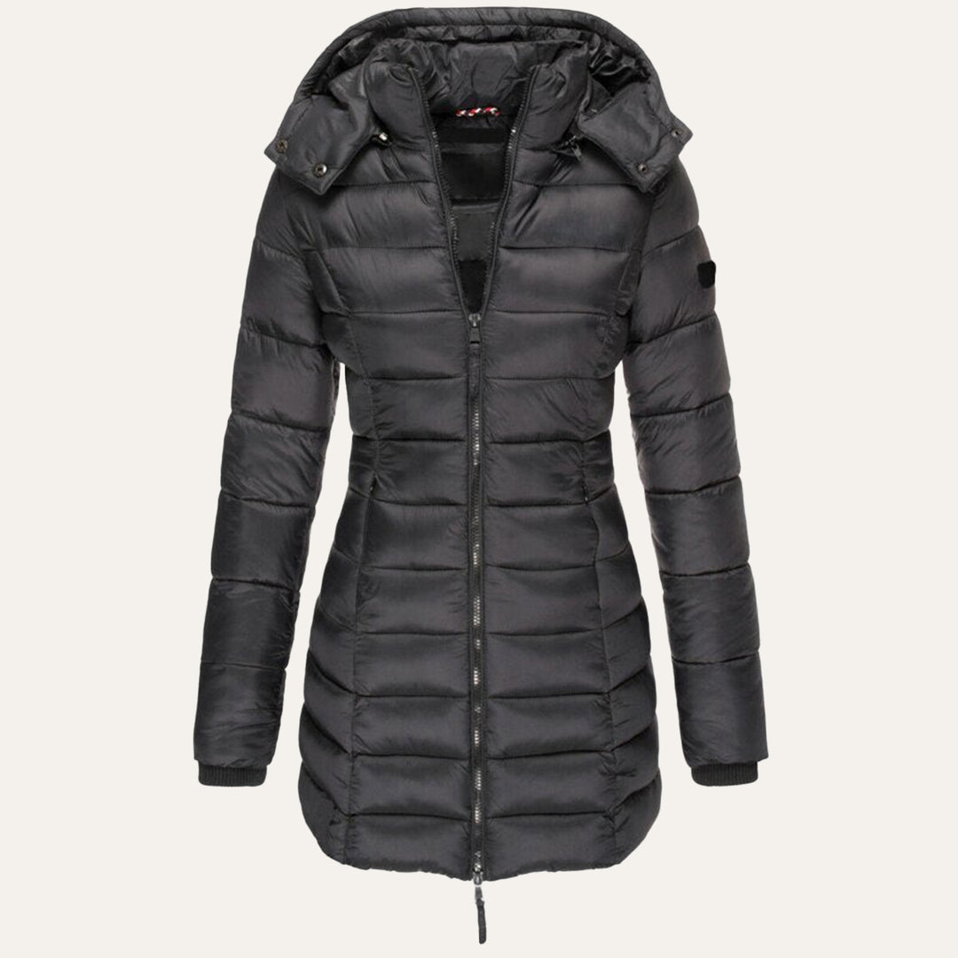 Women's Hooded Down Jacket for Autumn/Winter with Zipper