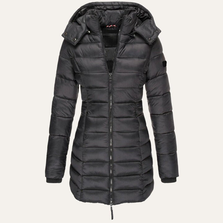 Women's Hooded Down Jacket for Autumn/Winter with Zipper