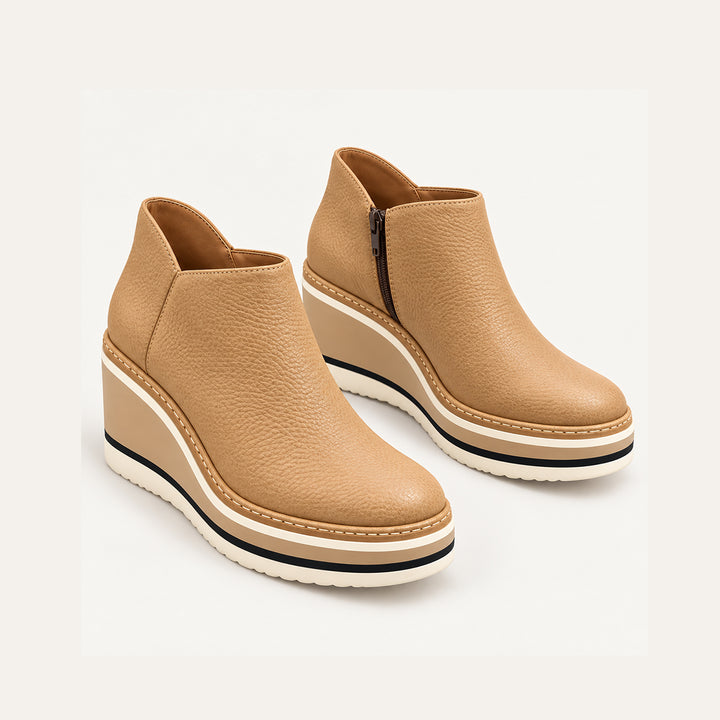 Women’s Platform Ankle Boots – Side Zip Wedge Booties