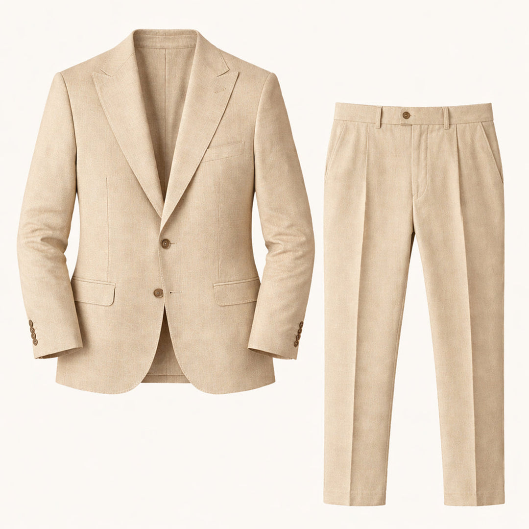 The Ashford Ridge Men’s Elegant Linen Wedding Suit – 2 Piece Single Breasted Set