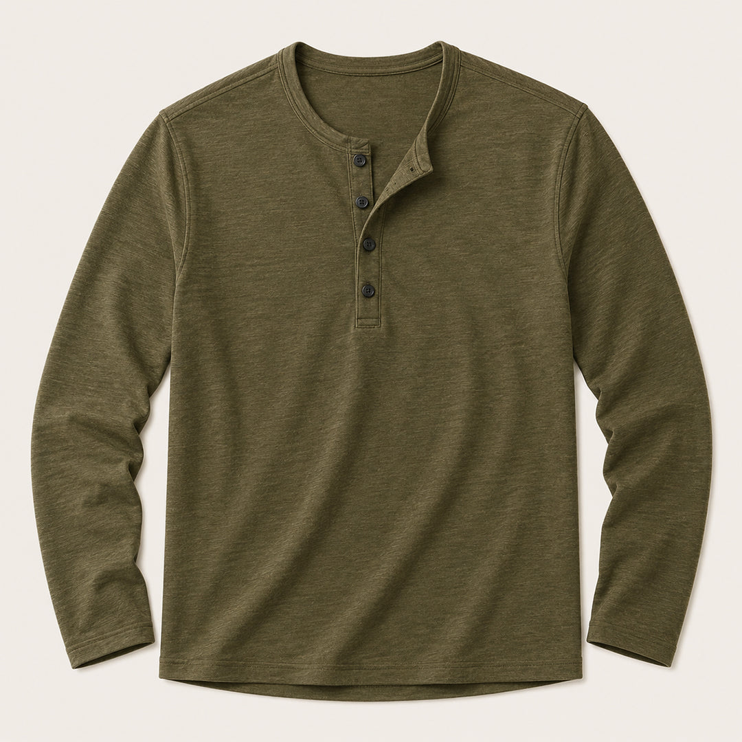 The Brisbane Men's Slim Fit Button Neck Cotton Shirt