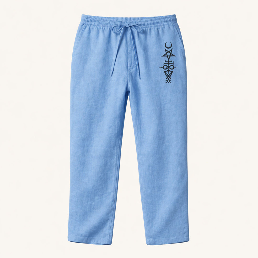 The Maplehill Men’s Casual Relaxed Fit Linen Wide Leg Drawstring Pants