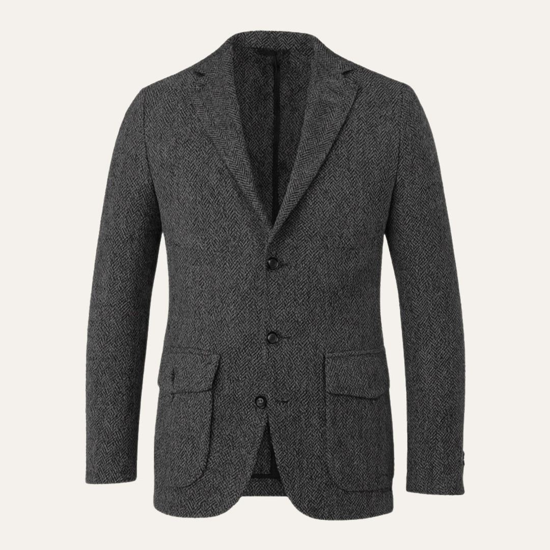 The Soveria Men’s Single Breasted Wool Herringbone Tweed Blazer - Wedding Guest