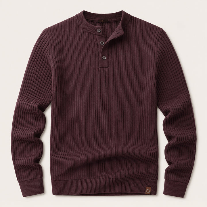 The Taormina Men's Ribbed Henley Knit Sweater