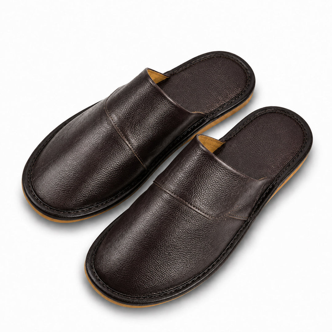The Dumbarton Men's Faux Leather Mule Relaxes House Shoes