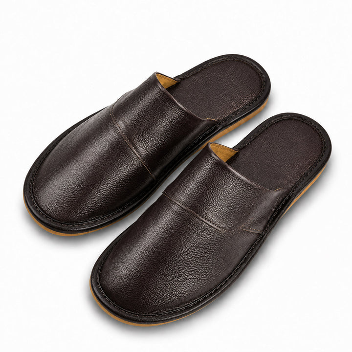 The Dumbarton Men's Faux Leather Mule Relaxes House Shoes