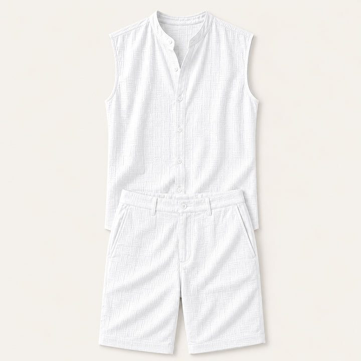 The Ironbridge Men’s Summer Sleeveless Button Up Shirt & Shorts Set