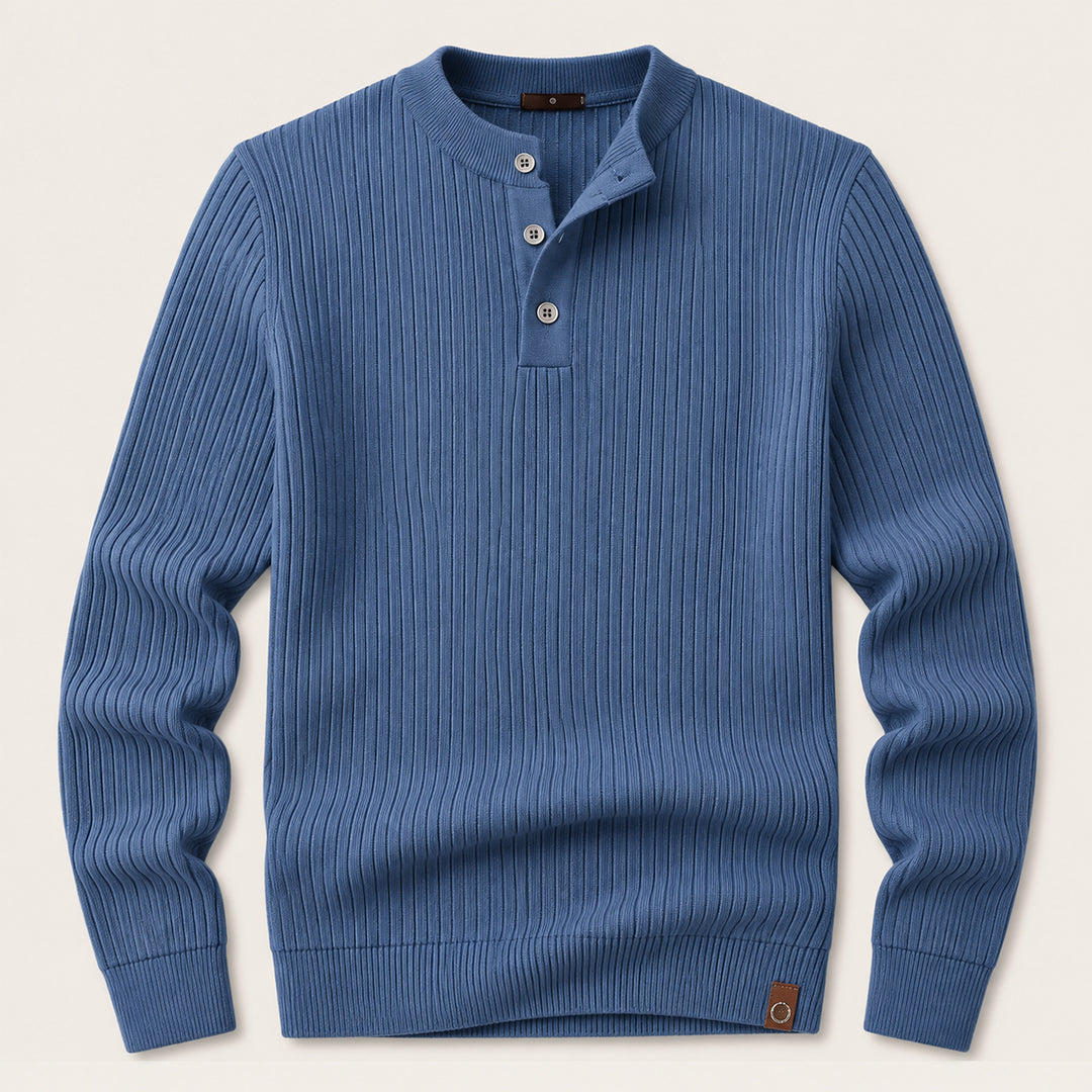 The Taormina Men's Ribbed Henley Knit Sweater