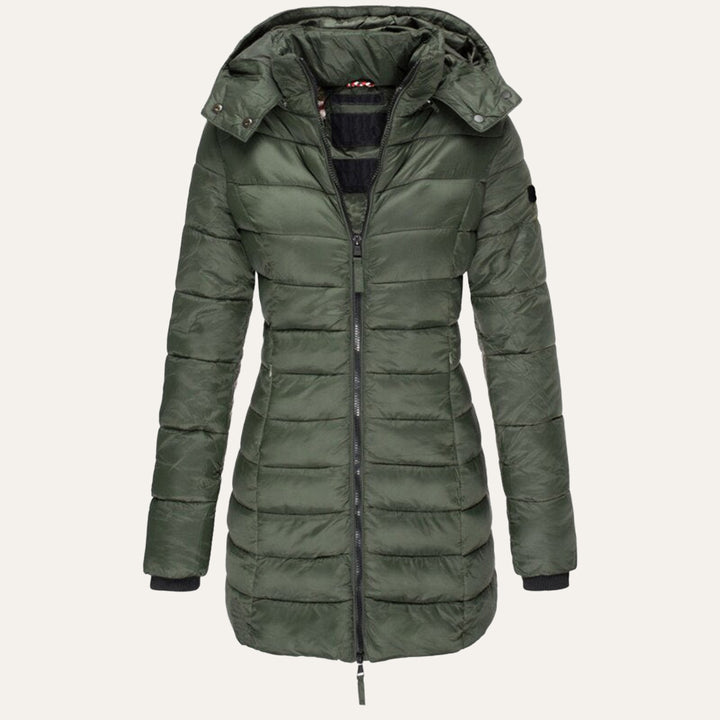 Women's Hooded Down Jacket for Autumn/Winter with Zipper