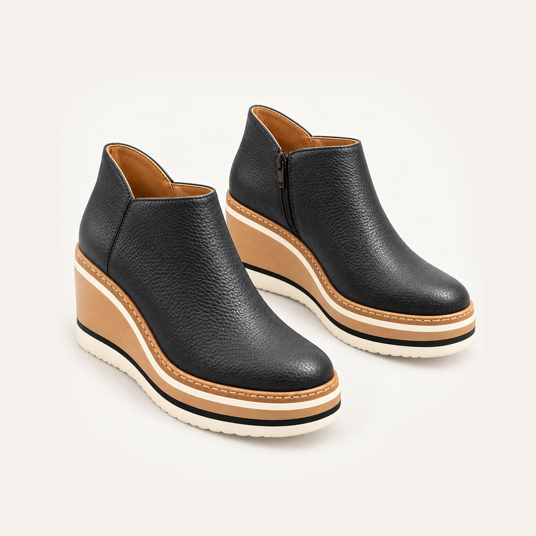 Women’s Platform Ankle Boots – Side Zip Wedge Booties