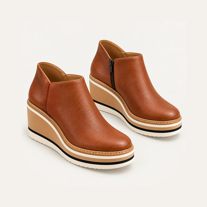 Women’s Platform Ankle Boots – Side Zip Wedge Booties