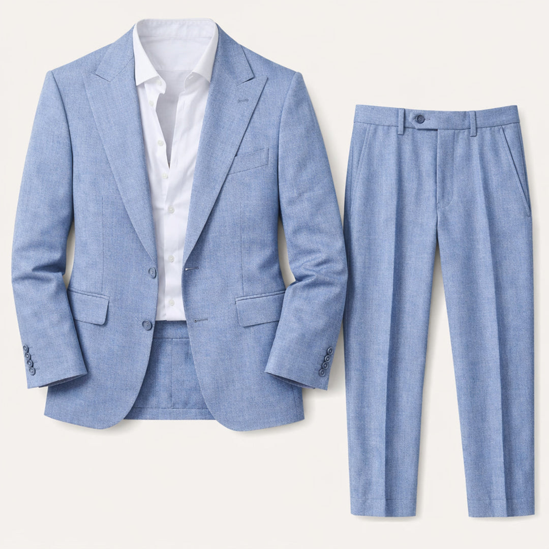 The Willowhill  Men’s Timeless Linen Wedding Suit – 2 Piece Single Breasted Set