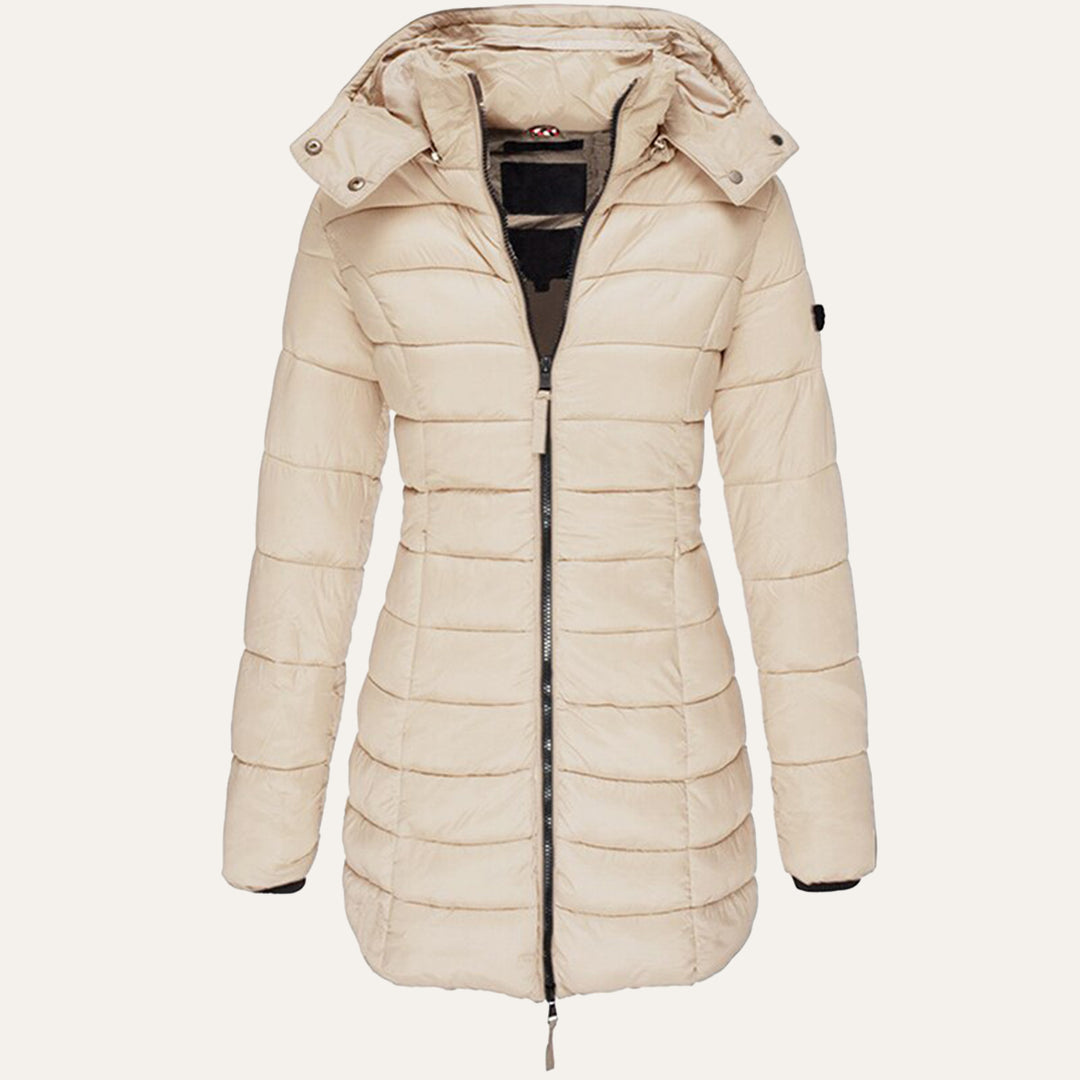 Women's Hooded Down Jacket for Autumn/Winter with Zipper