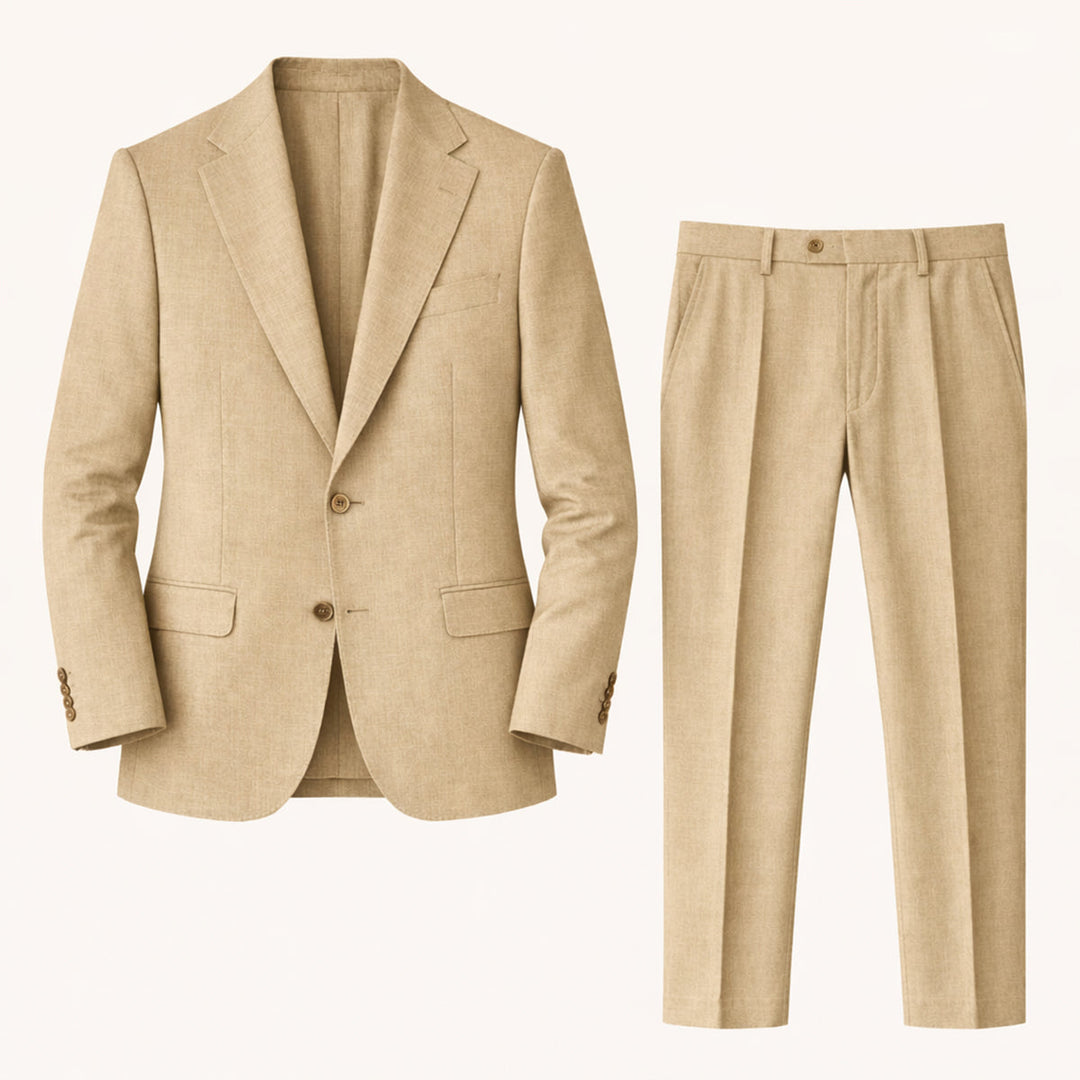 The Ashford Ridge Men’s Elegant Linen Wedding Suit – 2 Piece Single Breasted Set