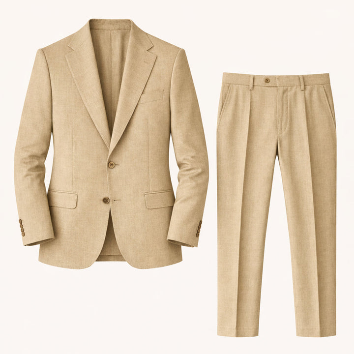 The Ashford Ridge Men’s Elegant Linen Wedding Suit – 2 Piece Single Breasted Set