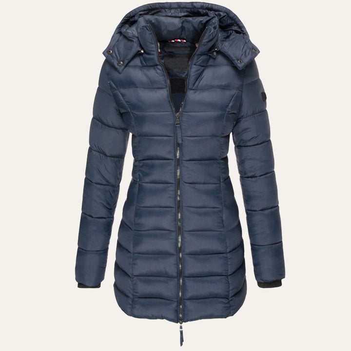 Women's Hooded Down Jacket for Autumn/Winter with Zipper