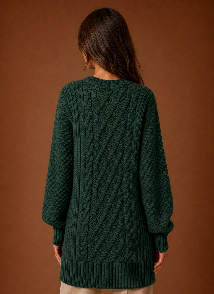 Women's Cozy Oversized Cable Knit Sweater Dress