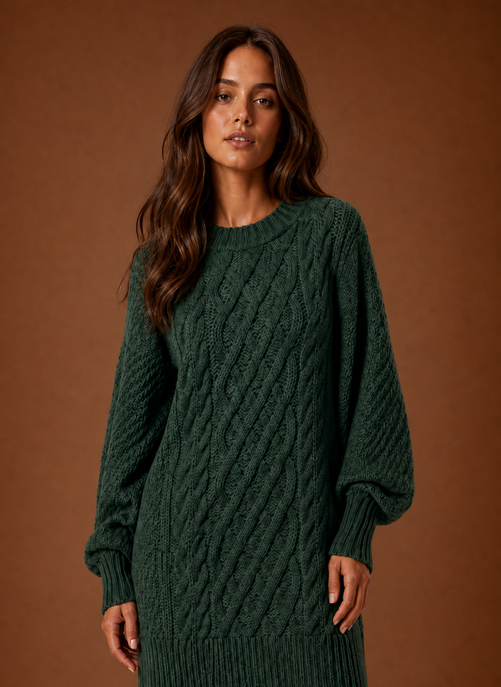 Women's Cozy Oversized Cable Knit Sweater Dress