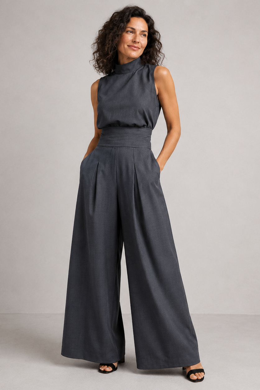 Women's High Neck Wide Leg Jumpsuit