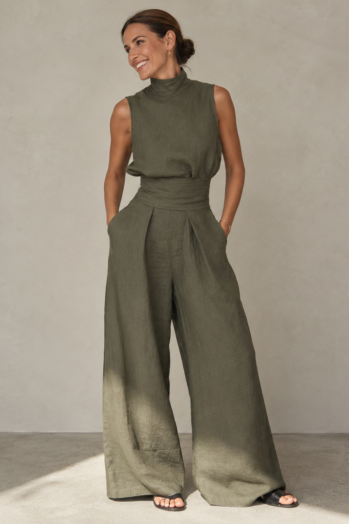 Women's High Neck Wide Leg Jumpsuit