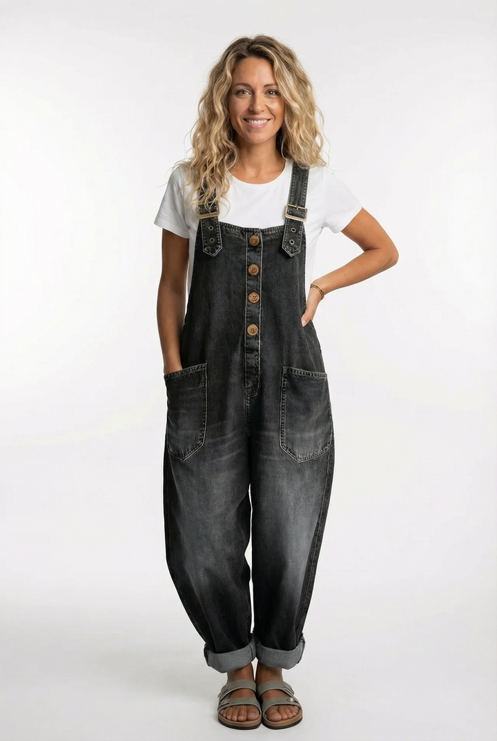 Women's Casual Wide Leg Denim Jumpsuit