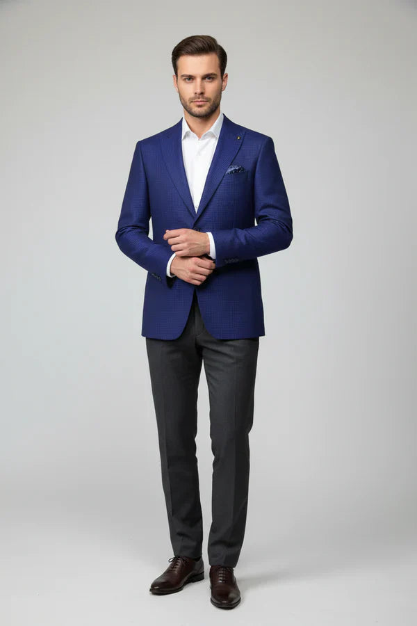 The Henderson Men's Smart Slim Fit Business Blazer - Navy Blue